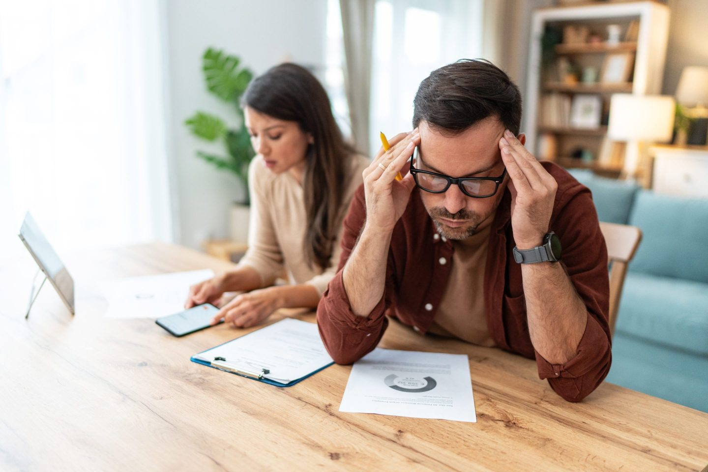 Young couple having some financial difficulties.