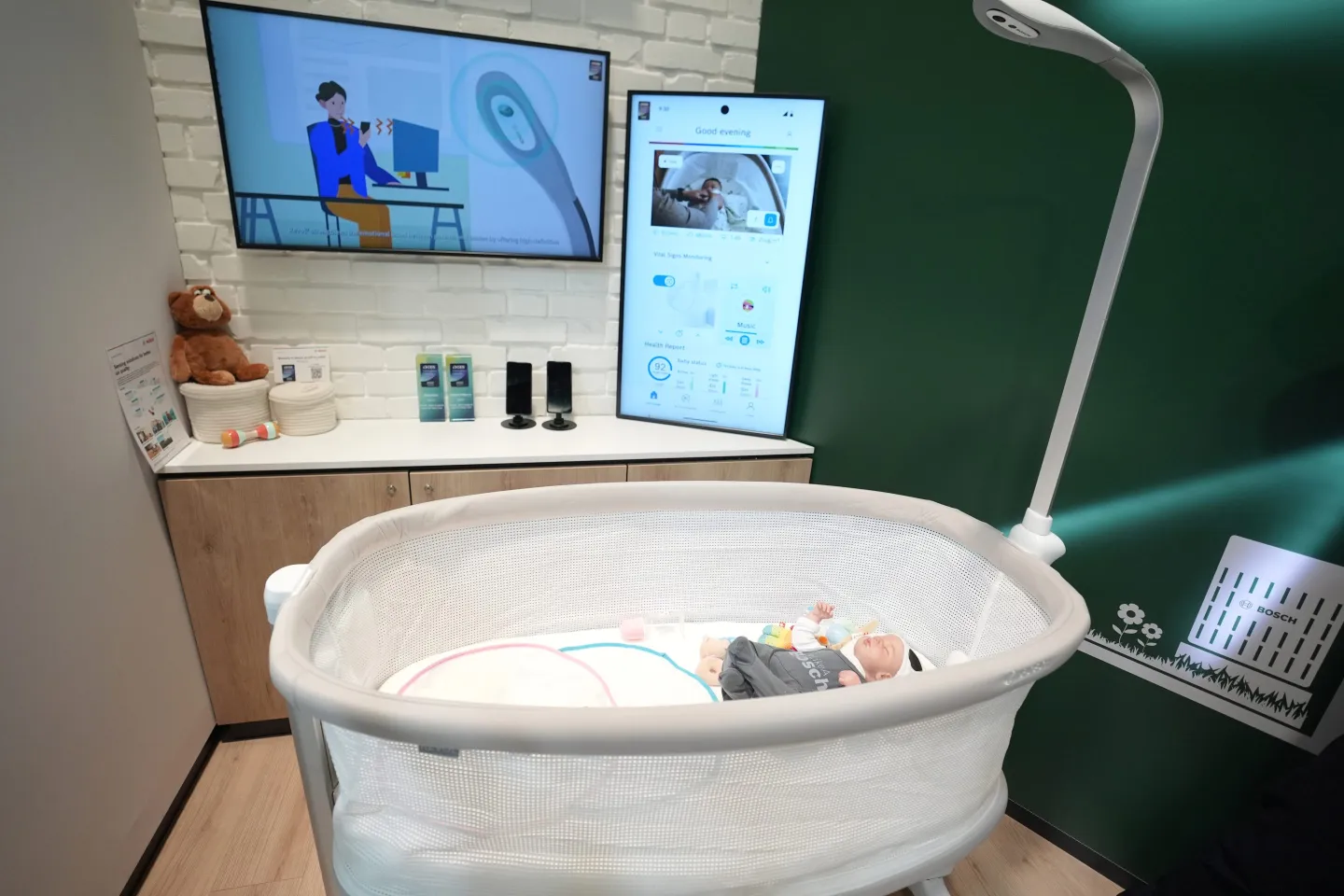 A "smart crib" at CES 2025