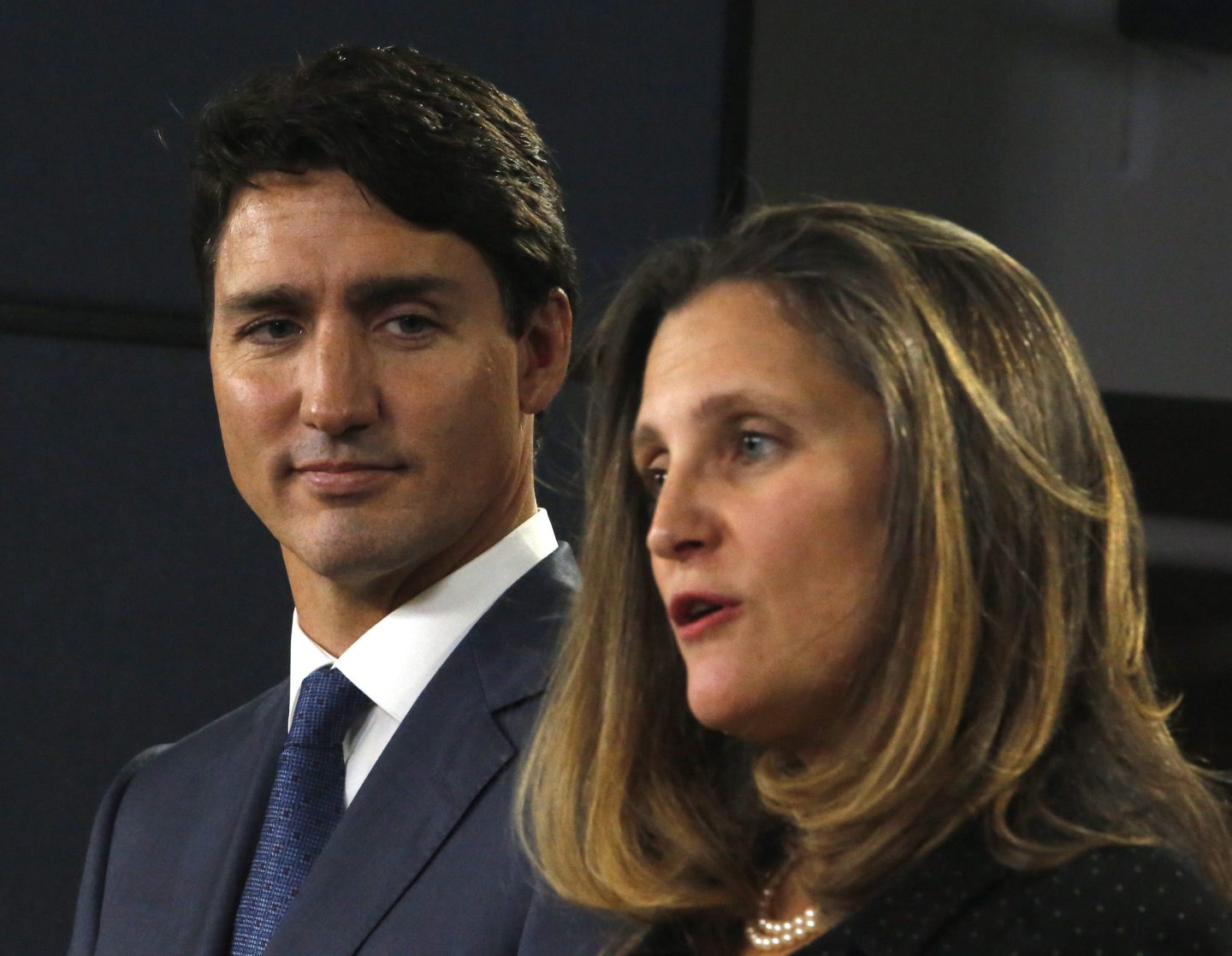 Canada's Prime Minister Justin Trudeau and Minister of Foreign Affairs Chrystia Freeland