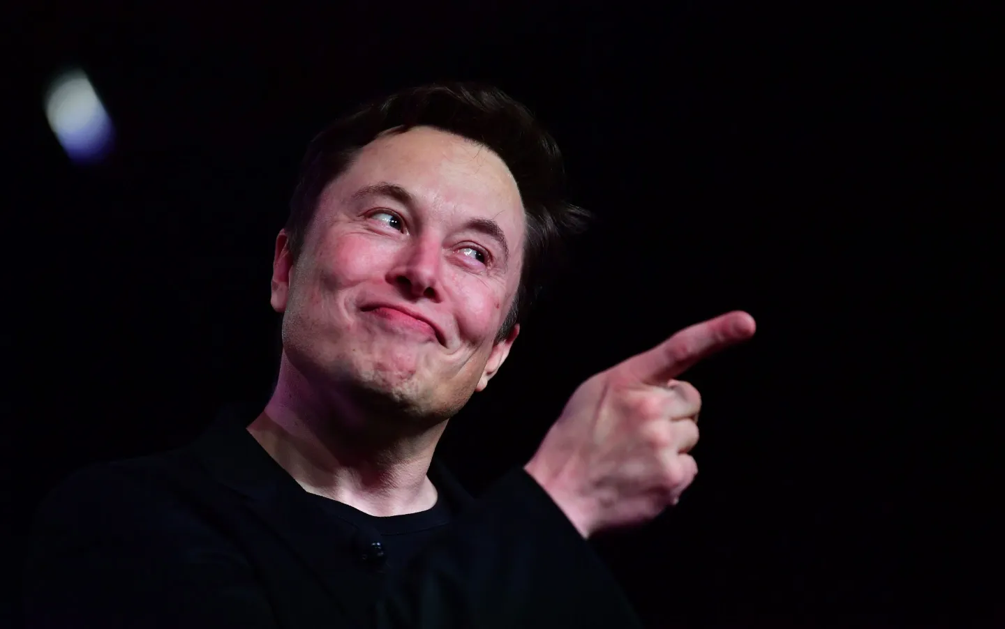 Tesla CEO Elon Musk speaks during the unveiling of a new model.