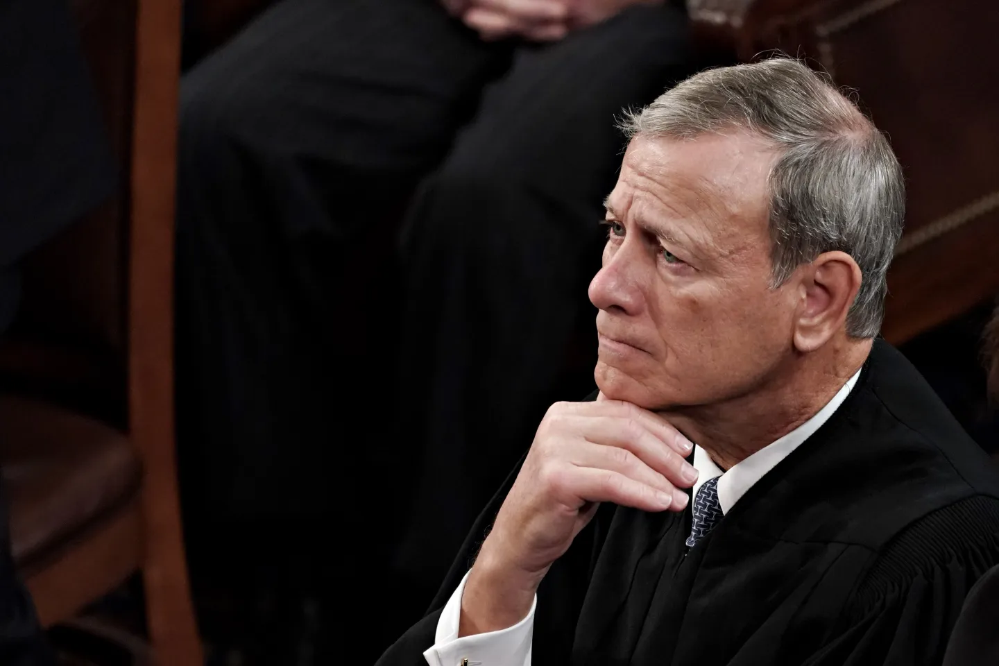 John Roberts, chief justice of the U.S. Supreme Court, during a State of the Union address at the US Capitol in Washington, DC on Feb. 7, 2023. (Photo: Sarah Silbiger/Bloomberg/Getty Images)