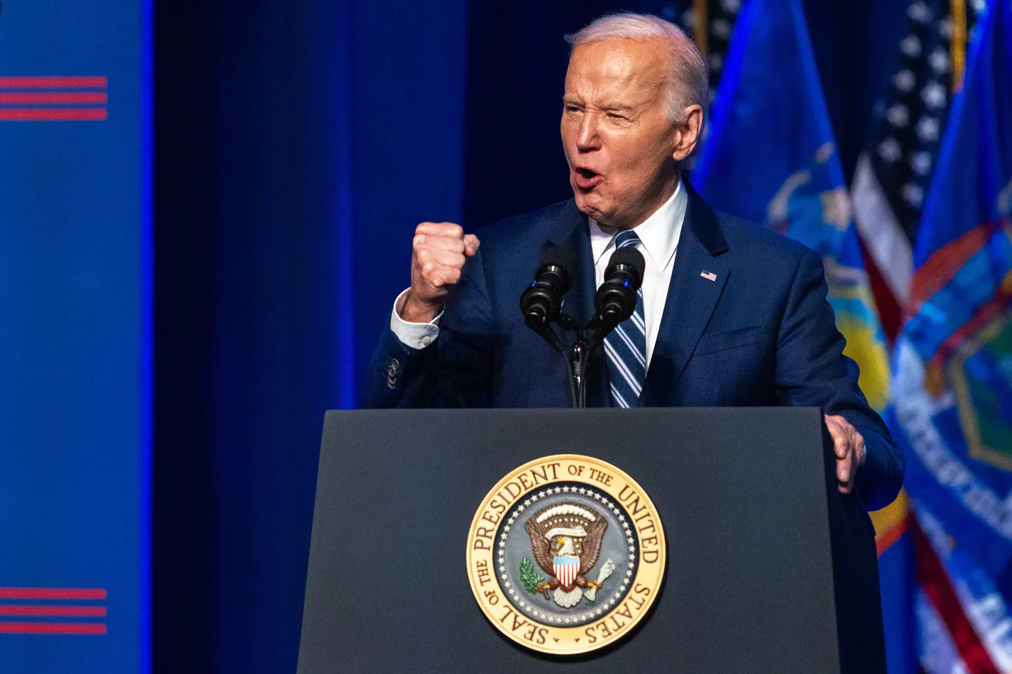 President Joe Biden speaks in Syracuse, New York on April 25, 2024.(Photo: Lauren Petracca/Bloomberg/Getty Images)