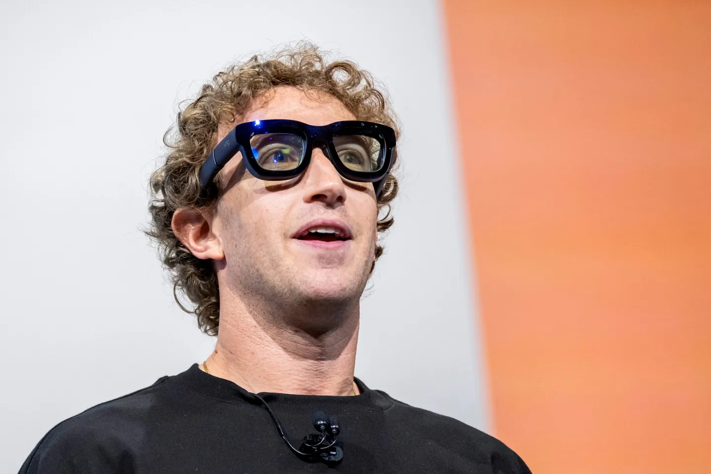 Mark Zuckerberg, chief executive officer of Meta Platforms Inc., wears Orion augmented reality (AR) glasses during the Meta Connect event in Menlo Park, California, US, on Wednesday, Sept. 25, 2024. Meta Platforms Inc. debuted its first pair of augmented reality glasses, devices that show a combined view of the digital and physical worlds, a key step in Chief Executive Officer Mark Zuckerberg&#039;s goal of one day offering a hands-free alternative to the smartphone. Photographer: David Paul Morris/Bloomberg via Getty Images