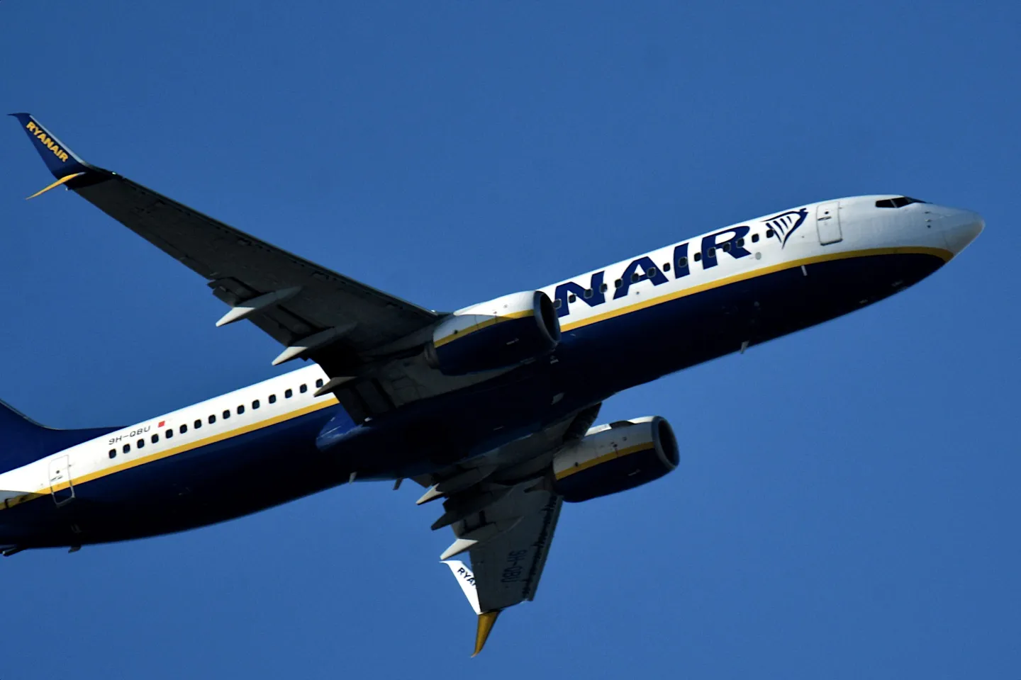 A Ryanair plane in the air