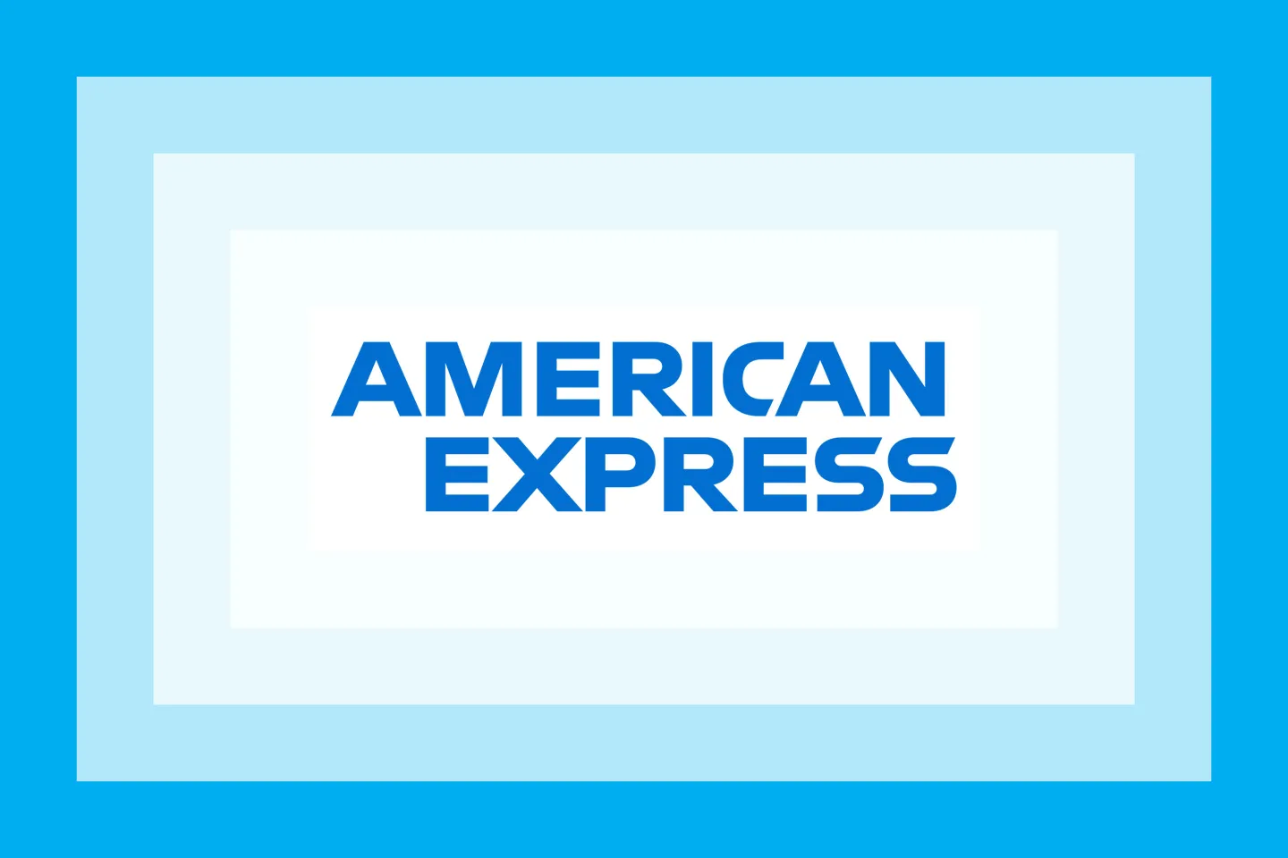 The American Express logo on a blue frame.