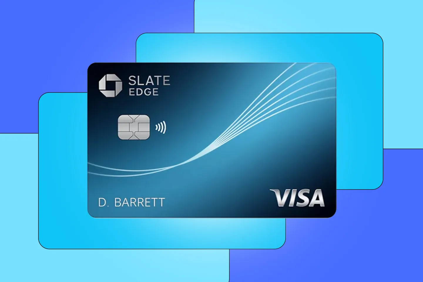 Photo of Chase Slate Edge Card on a blue and orange abstract background