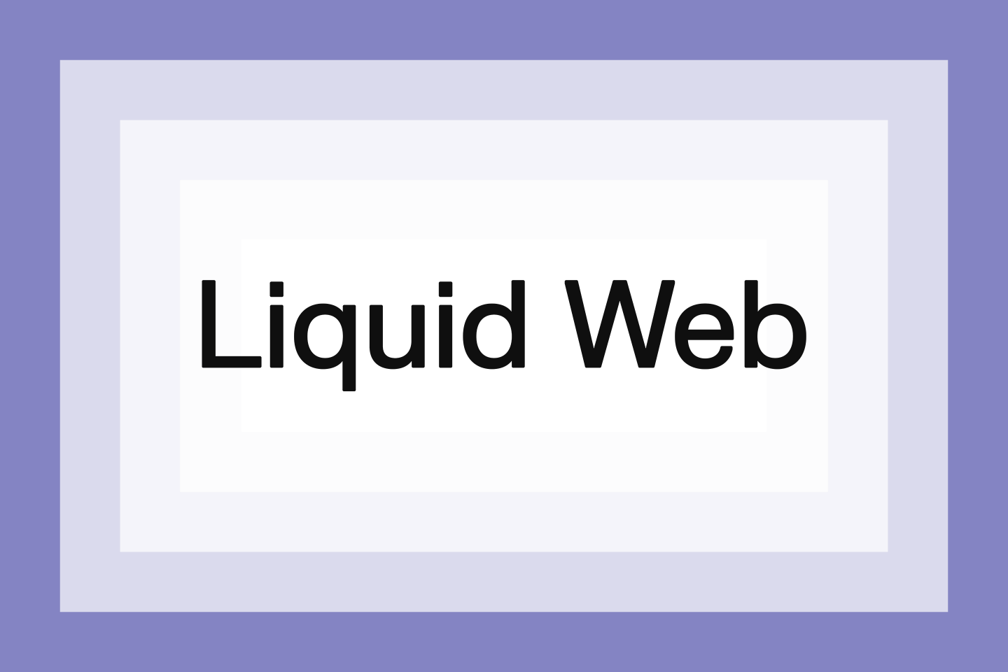 The Liquid Web logo on a purple graphic frame.